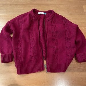 Anthropologie Sparrow Deep Red Zipper Cardigan S